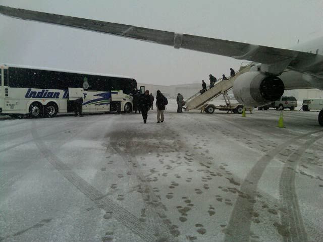The Giants after landing in Detroit
